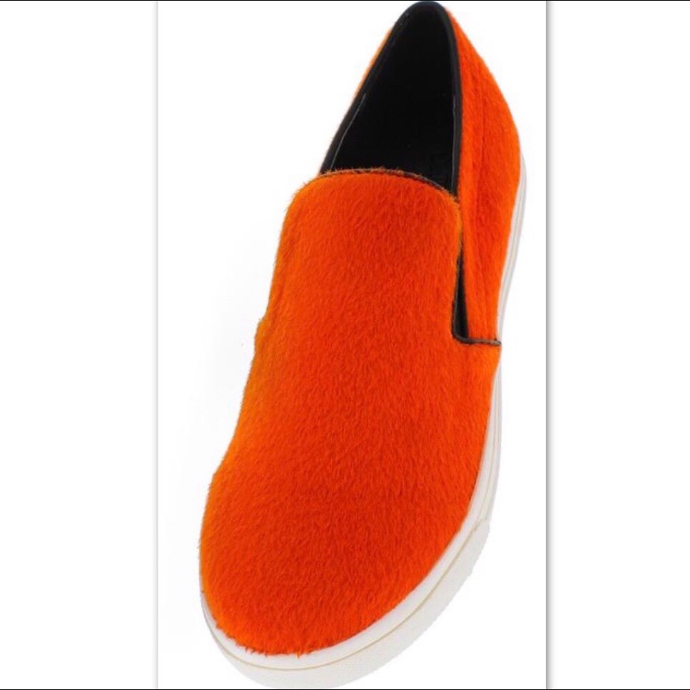 ORANGE PONY HAIR SLIP ON LOAFER